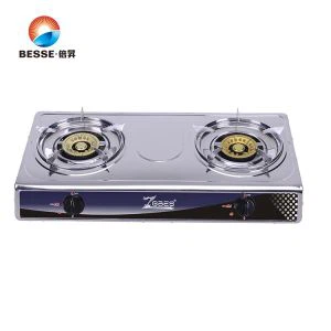 Популярного дешева нержавіючої сталі газу плита модель з чавуну подвійний пальник